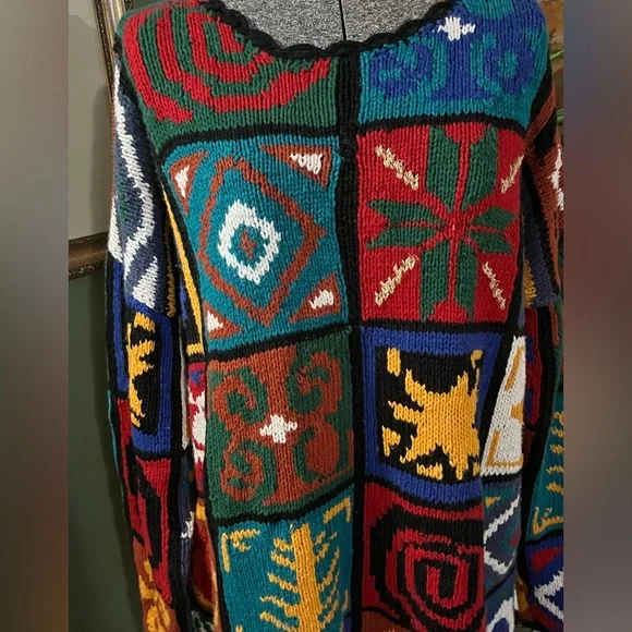 Vintage Hand Knitted Colourblock Crewneck - Picture 3 of 6